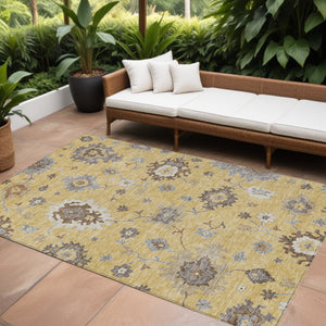 Homeroots 3' Artichoke Green Floral Washable Area Rug – Perfect For Indoor Or Outdoor Spaces, Durable & Stylish 9' X 12' Polyester 584996