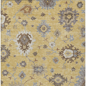 Homeroots 3' Artichoke Green Floral Washable Area Rug – Perfect For Indoor Or Outdoor Spaces, Durable & Stylish 10' X 14' Polyester 584997