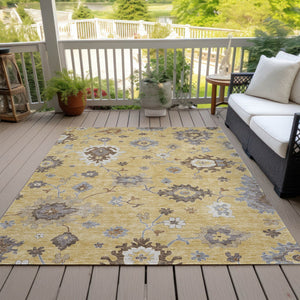 Homeroots 3' Artichoke Green Floral Washable Area Rug – Perfect For Indoor Or Outdoor Spaces, Durable & Stylish 10' X 14' Polyester 584997