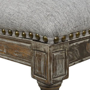 English Elm Jennifer Taylor Home - Triomphe Rattan Wicker High Back Armless Counter Stool — French Country Oak Frame, Upholstered Comfort Gray B2719P238384