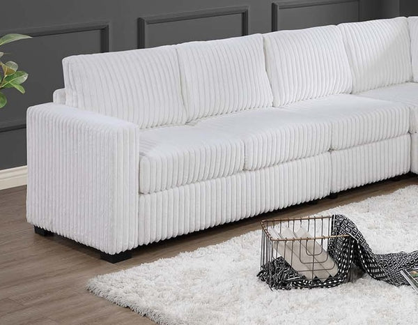 English Elm Elegant Plush 4-Pc Sectional Sofa Set with Corduroy Upholstery Spacious L-Shaped Lounge for 5 Milk White 54 L x 39 W x 27 H B011S01749