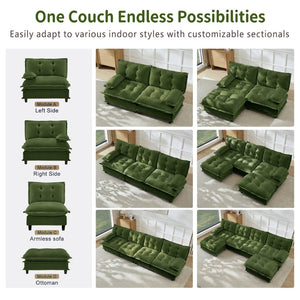 English Elm 77 Inch Cloud Loveseat Modular Chenille Sofa with Lattice Cushions for Any Room Green W714S01717