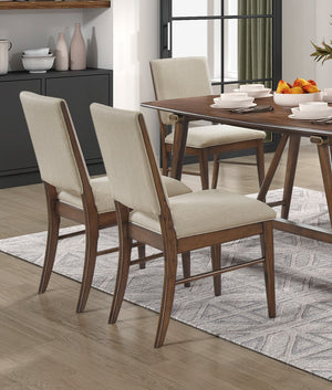 English Elm Modern 5-Piece Dining Set With Fabric Upholstered Chairs - Stylish Brown Wooden Table For Comfort B011S00984