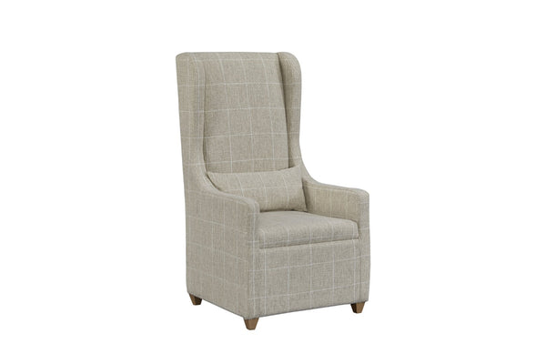 English Elm Dining Host Chairs Set of 2 High Back Grid Upholstered with Hickory Wood Legs B2699P439928