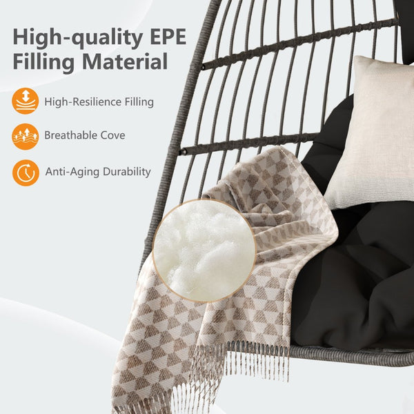 English Elm Outdoor Egg Swing Chair With Removable Cushions - Stylish, Weather-Resistant, And Easy Storage! W2500P364233-GIGA