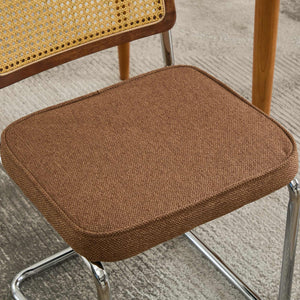 English Elm Mid Century Modern Dining Chairs Set Of 2 - Comfortable Linen Accent With Natural Cane & Chrome Base W1143P342097