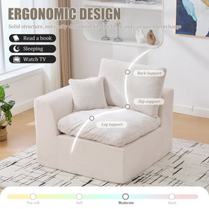 English Elm UNITED Cloud Couch Modular Sectional Sofa with Corduroy Cover, Ergonomic 2-Seater, No Assembly Needed Beige W1568P371117