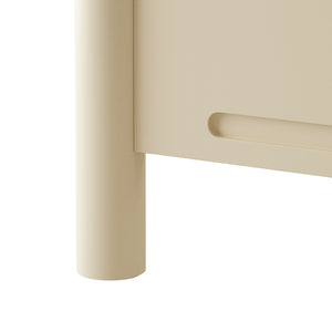 English Elm King Rubberwood Platform Bed with Headboard, 10 Slats, 600lb Support, Beige Finish, No Box Spring Needed W1716S00025