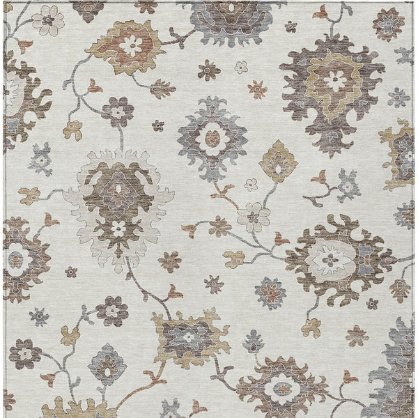 Homeroots 3' Artichoke Green Floral Washable Area Rug – Perfect For Indoor Or Outdoor Spaces, Durable & Stylish 8' X 10' Polyester 585001