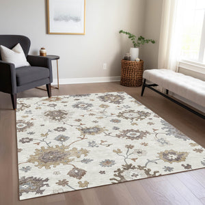 Homeroots 3' Artichoke Green Floral Washable Area Rug – Perfect For Indoor Or Outdoor Spaces, Durable & Stylish 9' X 12' Polyester 585002