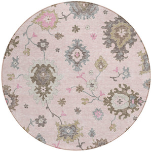 Homeroots 3' Artichoke Green Floral Washable Area Rug – Perfect For Indoor Or Outdoor Spaces, Durable & Stylish 8' Round Polyester 585006