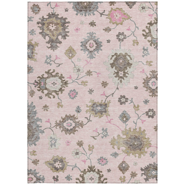 Homeroots 3' Artichoke Green Floral Washable Area Rug – Perfect For Indoor Or Outdoor Spaces, Durable & Stylish 8' X 10' Polyester 585007