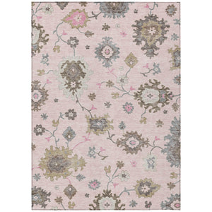 HomeRoots 5' Washable Floral Area Rug in Pink, Ivory & Chocolate - Perfect for Indoor & Outdoor Spaces 8' X 10' 585007