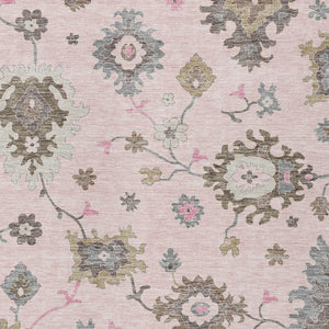 Homeroots 3' Artichoke Green Floral Washable Area Rug – Perfect For Indoor Or Outdoor Spaces, Durable & Stylish 9' X 12' Polyester 585008