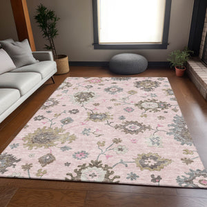 Homeroots 3' Artichoke Green Floral Washable Area Rug – Perfect For Indoor Or Outdoor Spaces, Durable & Stylish 10' X 14' Polyester 585009