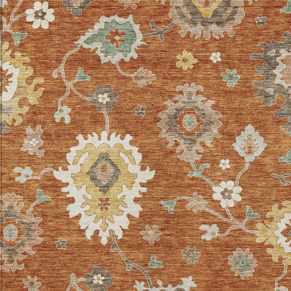 Homeroots 3' Artichoke Green Floral Washable Area Rug – Perfect For Indoor Or Outdoor Spaces, Durable & Stylish 3' X 5' Polyester 585010