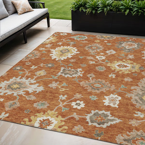 Homeroots 3' Artichoke Green Floral Washable Area Rug – Perfect For Indoor Or Outdoor Spaces, Durable & Stylish 5' X 8' Polyester 585011