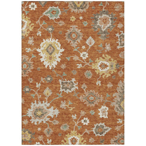 HomeRoots 5' Indoor Outdoor Area Rug with Timeless Orange, Ivory, and Gray Floral Design for Any Space 5' X 8' 585011