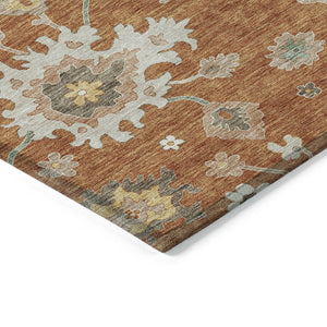 Homeroots 3' Artichoke Green Floral Washable Area Rug – Perfect For Indoor Or Outdoor Spaces, Durable & Stylish 5' X 8' Polyester 585011