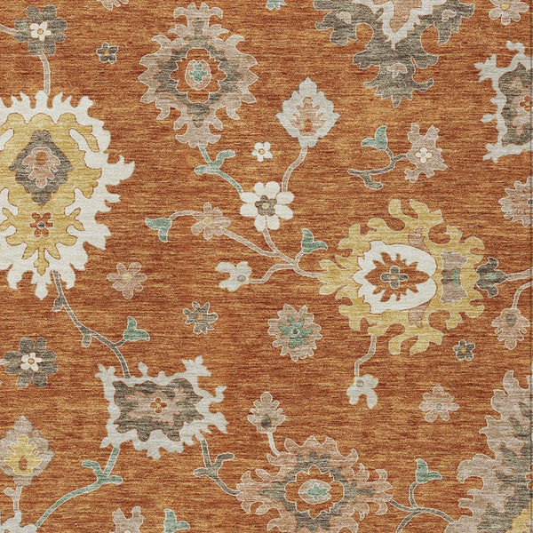 Homeroots 3' Artichoke Green Floral Washable Area Rug – Perfect For Indoor Or Outdoor Spaces, Durable & Stylish 5' X 8' Polyester 585011