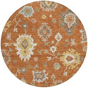 Homeroots 3' Artichoke Green Floral Washable Area Rug – Perfect For Indoor Or Outdoor Spaces, Durable & Stylish 8' Round Polyester 585012