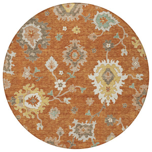 Homeroots 3' Artichoke Green Floral Washable Area Rug – Perfect For Indoor Or Outdoor Spaces, Durable & Stylish 8' Round Polyester 585012