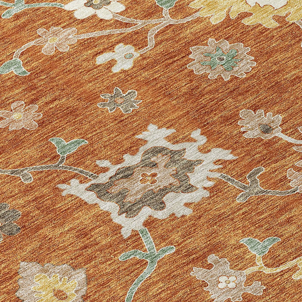 Homeroots 3' Artichoke Green Floral Washable Area Rug – Perfect For Indoor Or Outdoor Spaces, Durable & Stylish 8' X 10' Polyester 585013