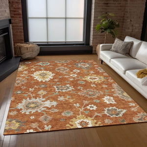 Homeroots 3' Artichoke Green Floral Washable Area Rug – Perfect For Indoor Or Outdoor Spaces, Durable & Stylish 8' X 10' Polyester 585013