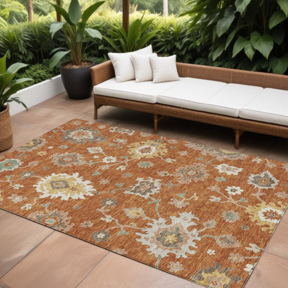 HomeRoots 9' Vibrant Floral Washable Area Rug for Indoor & Outdoor Spaces - Durable, Stylish, Easy to Clean 9' X 12' 585014
