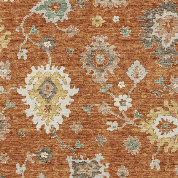 Homeroots 3' Artichoke Green Floral Washable Area Rug – Perfect For Indoor Or Outdoor Spaces, Durable & Stylish 10' X 14' Polyester 585015