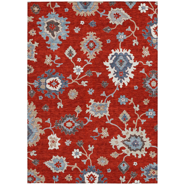 Homeroots 3' Artichoke Green Floral Washable Area Rug – Perfect For Indoor Or Outdoor Spaces, Durable & Stylish 5' X 8' Polyester 585017