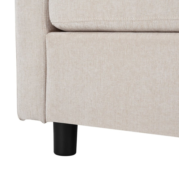 English Elm U_style Chenille Sectional Sofa with Curved Chaise Pine Frame and Three Accent Pillows Beige WY000461AAA