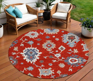 Homeroots 3' Artichoke Green Floral Washable Area Rug – Perfect For Indoor Or Outdoor Spaces, Durable & Stylish 8' Round Polyester 585018