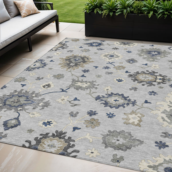 Homeroots 3' Artichoke Green Floral Washable Area Rug – Perfect For Indoor Or Outdoor Spaces, Durable & Stylish 5' X 8' Polyester 585023