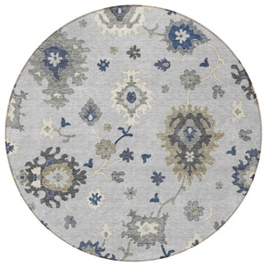 Homeroots 3' Artichoke Green Floral Washable Area Rug – Perfect For Indoor Or Outdoor Spaces, Durable & Stylish 8' Round Polyester 585024