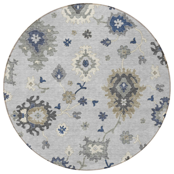 Homeroots 3' Artichoke Green Floral Washable Area Rug – Perfect For Indoor Or Outdoor Spaces, Durable & Stylish 8' Round Polyester 585024