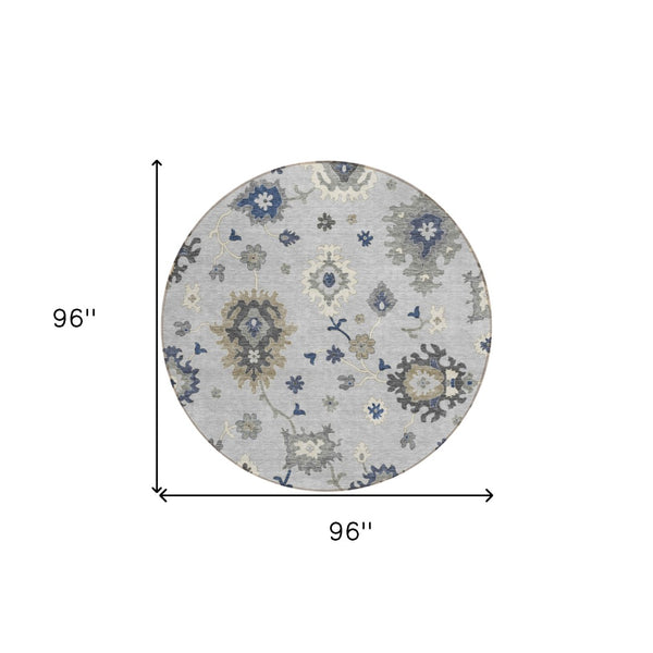 Homeroots 3' Artichoke Green Floral Washable Area Rug – Perfect For Indoor Or Outdoor Spaces, Durable & Stylish 8' Round Polyester 585024