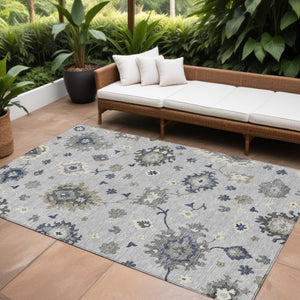 Homeroots 3' Artichoke Green Floral Washable Area Rug – Perfect For Indoor Or Outdoor Spaces, Durable & Stylish 8' X 10' Polyester 585025