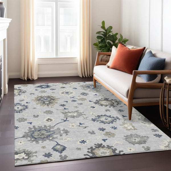 Homeroots 3' Artichoke Green Floral Washable Area Rug – Perfect For Indoor Or Outdoor Spaces, Durable & Stylish 9' X 12' Polyester 585026