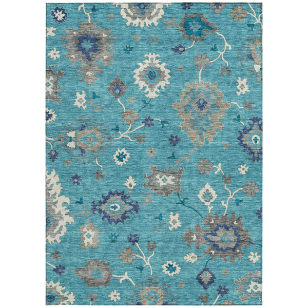 Homeroots 3' Artichoke Green Floral Washable Area Rug – Perfect For Indoor Or Outdoor Spaces, Durable & Stylish 3' X 5' Polyester 585028