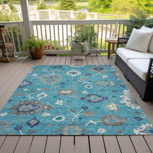 Homeroots 3' Artichoke Green Floral Washable Area Rug – Perfect For Indoor Or Outdoor Spaces, Durable & Stylish 5' X 8' Polyester 585029