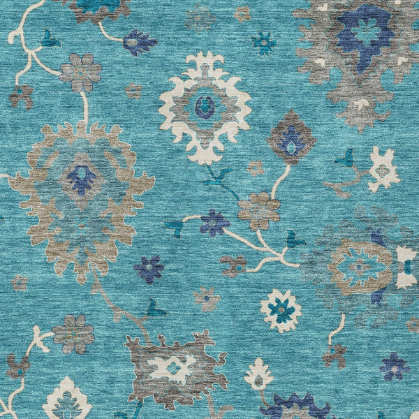 Homeroots 3' Artichoke Green Floral Washable Area Rug – Perfect For Indoor Or Outdoor Spaces, Durable & Stylish 5' X 8' Polyester 585029