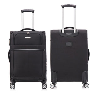 English Elm 3-piece Soft Shell Luggage Set with Swivel Wheels Telescopic Handle and Password Lock Black T3292P343134