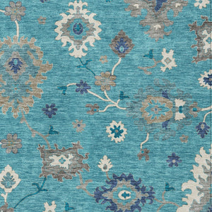 Homeroots 3' Artichoke Green Floral Washable Area Rug – Perfect For Indoor Or Outdoor Spaces, Durable & Stylish 10' X 14' Polyester 585033