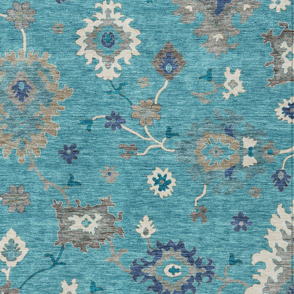 Homeroots 3' Artichoke Green Floral Washable Area Rug – Perfect For Indoor Or Outdoor Spaces, Durable & Stylish 10' X 14' Polyester 585033