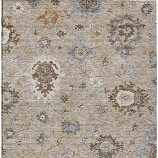 Homeroots 3' Artichoke Green Floral Washable Area Rug – Perfect For Indoor Or Outdoor Spaces, Durable & Stylish 3' X 5' Polyester 585034