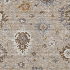 Homeroots 3' Artichoke Green Floral Washable Area Rug – Perfect For Indoor Or Outdoor Spaces, Durable & Stylish 5' X 8' Polyester 585035