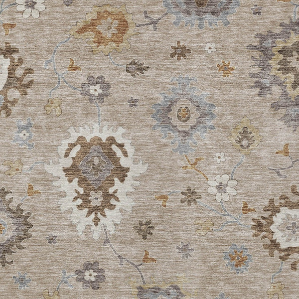 Homeroots 3' Artichoke Green Floral Washable Area Rug – Perfect For Indoor Or Outdoor Spaces, Durable & Stylish 5' X 8' Polyester 585035