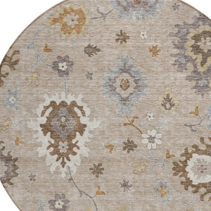 Homeroots 3' Artichoke Green Floral Washable Area Rug – Perfect For Indoor Or Outdoor Spaces, Durable & Stylish 8' Round Polyester 585036