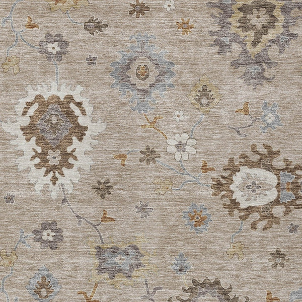 Homeroots 3' Artichoke Green Floral Washable Area Rug – Perfect For Indoor Or Outdoor Spaces, Durable & Stylish 9' X 12' Polyester 585038